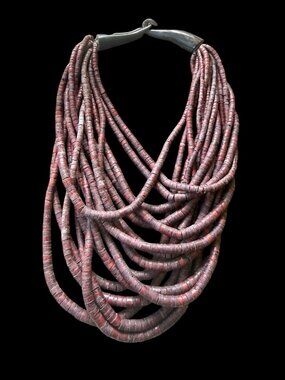 Gerda Lynggaard Monies Vintage Carved Horn Multi Strand Long Necklace Copenhagen